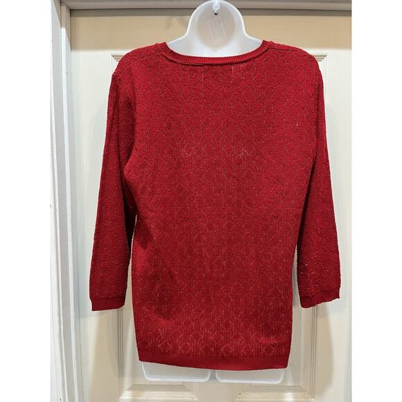 Alfred Dunner Women's Red Knit Speckled Lightweight Sweater Size Medium - Picture 4 of 5